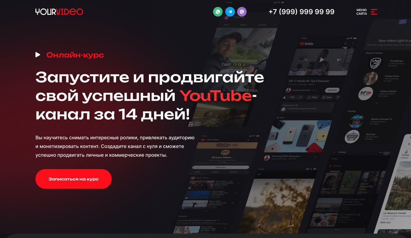 Демо: сайт лендинг для онлайн-курса WordPress. Продажа